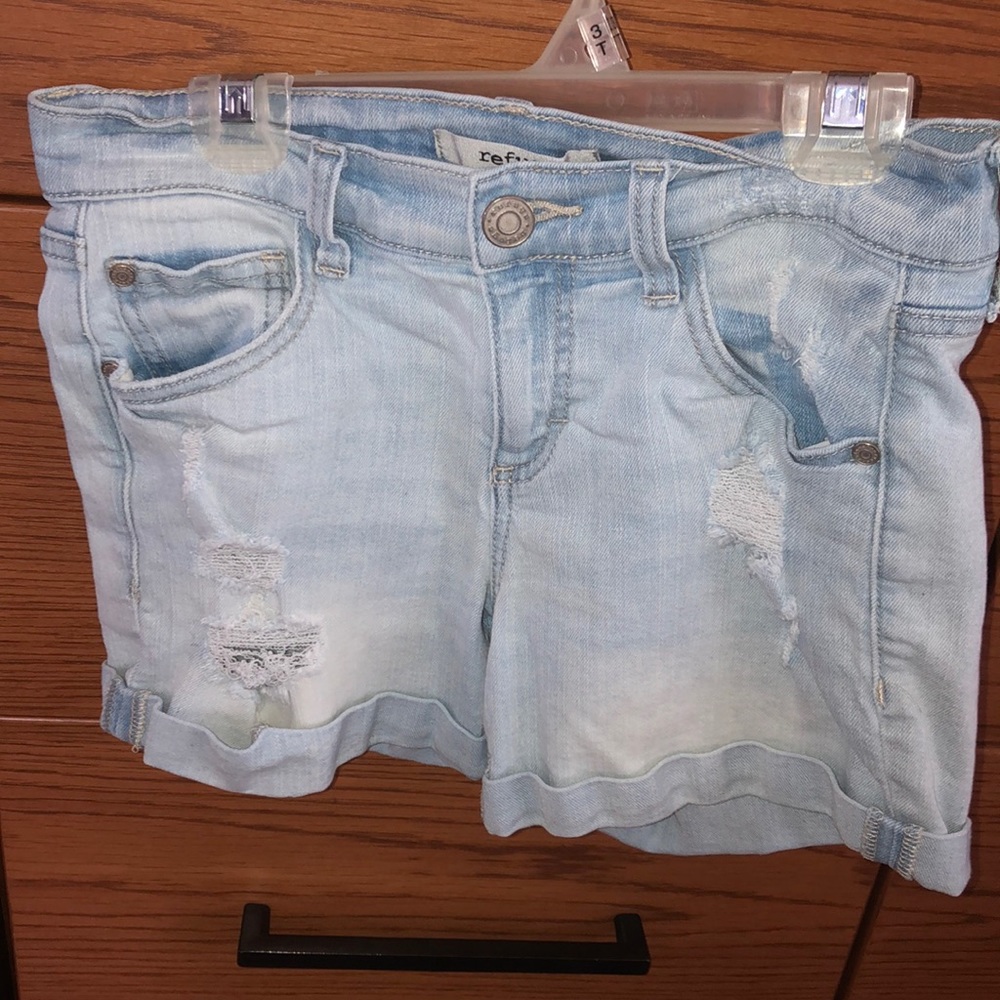 Light wash jean shorts